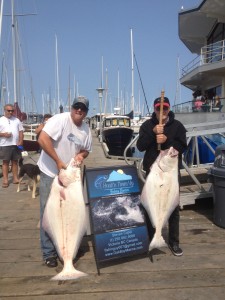 80lb Hali and 40lb Hail August 10th 2012 Capt. Steve knows just where to get them folks!