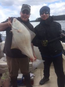 2 guys and a Halibut Port McNeill